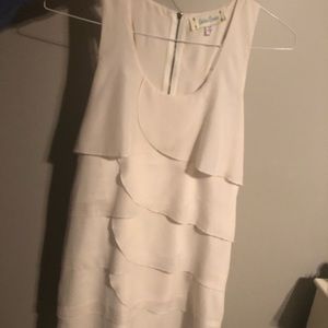 Cream-Colored Ruffled Shift Dress
